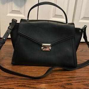 Michael Kors black leather 2 way purse silver hardware!